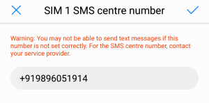 change sms center number